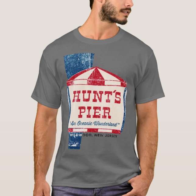 Hunt's Pier T-Shirt - Wildwood, NJ Retro Jersey Sh (Framsida)