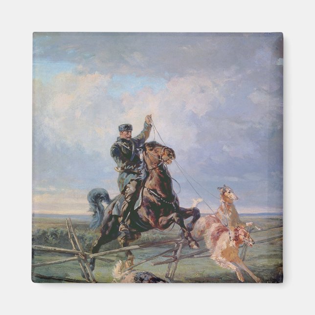 Huntsman med Borzois 1872 Magnet (Framsidan)