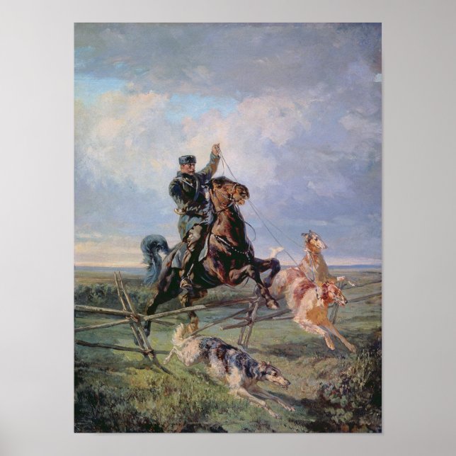 Huntsman med Borzois 1872 Poster (Framsidan)