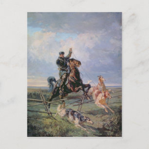 Huntsman med Borzois 1872 Vykort