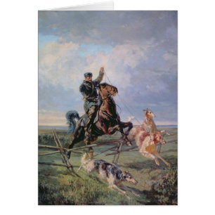 Huntsman med borzoisna, 1872 hälsningskort