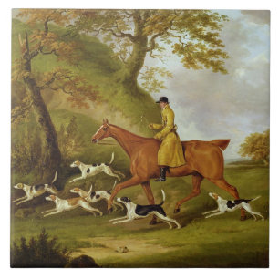 Huntsman och hundar, 1809 (olja på kanfas) kakelplatta
