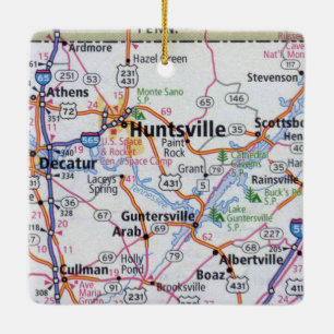 Huntsville Alabama Karta Julgransprydnad Keramik