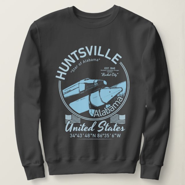 HUNTSVILLE CITY ALABAMA - ROCKET SPACESHIP T SHIRT (Design framsida)