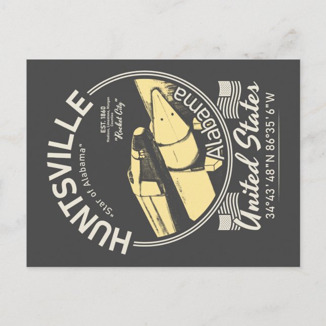 HUNTSVILLE CITY ALABAMA - ROCKET SPACESHIP VYKORT (Framsida)