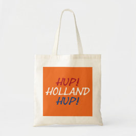 Hup Holland Hup övertäckt på NLD Flagga på eller i Tygkasse