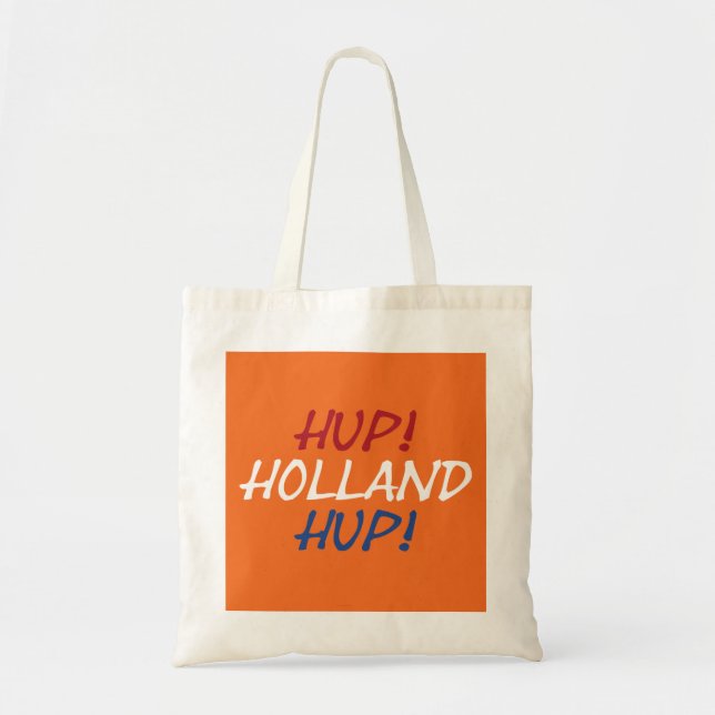 Hup Holland Hup övertäckt på NLD Flagga på eller i Tygkasse (Framsidan)