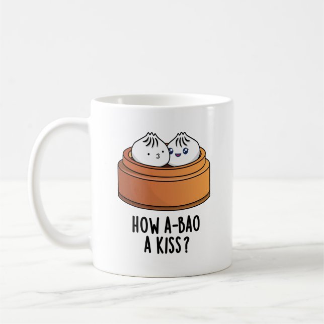 Hur A-bao A Kiss Funny Dimsum Pun Kaffemugg (Vänster)