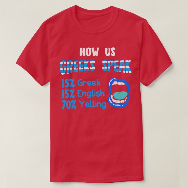 Hur amerikanska greker talar 15 grekiska 15 engels t shirt (Design framsida)