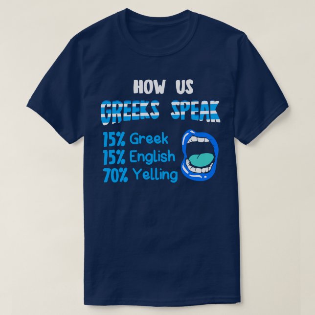 Hur amerikanska greker talar 15 grekiska 15 engels t shirt (Design framsida)