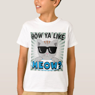 Hur är det med MEOW? Solglasögon - blått utskri T Shirt