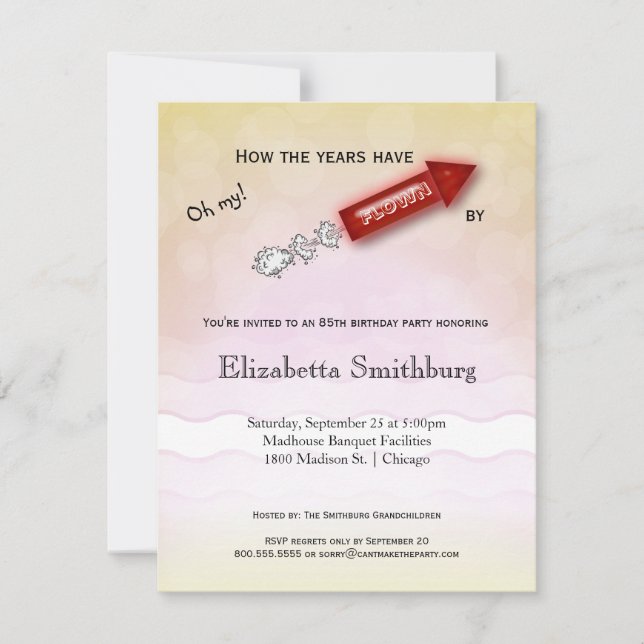 Hur åren har flugit By - milstolpefödelsedagen Inbjudningar (Framsida)