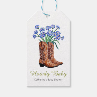 Hur Baby Bluebonnets Cowboy Babyfirande Presentetikett