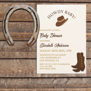 Hur Baby! Cowboy Western Baby Shower Inbjudningar