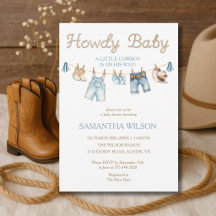 Hur Baby Lille Cowboy Baby Shower Inbjudan