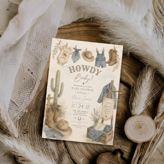 Hur baby western öken baby shower inbjudningar