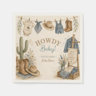 Hur baby western öken baby shower pappersservett