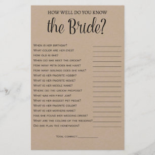Hur bra vet du om Bride Kraft Shower-spelet? Flygblad