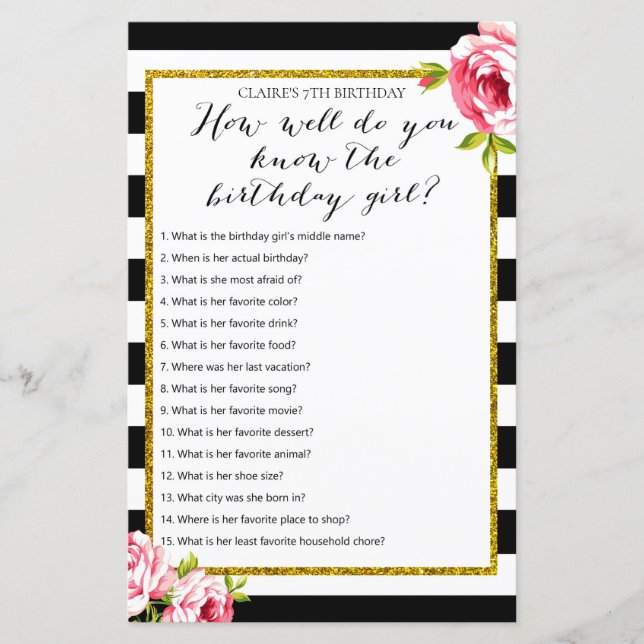 Hur bra vet du om födelsedagsflickan Game? (Framsida)