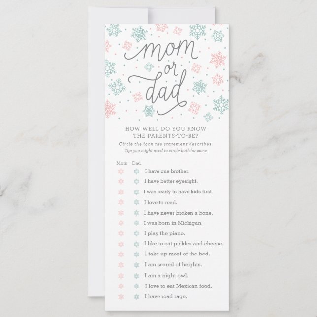 Hur bra vet du om snöflingor, babykläder? (Framsida)