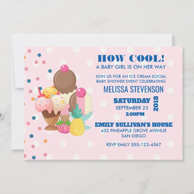 Hur Coola baby Shower Ice Cream Social Inbjudningar (Framsida)