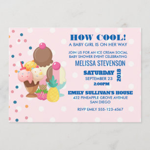 Hur Coola baby Shower Ice Cream Social Inbjudningar