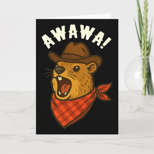 Hur Cowboy Rock Hyrax Awawa Western Rolig Premiu Kort (Framsida)