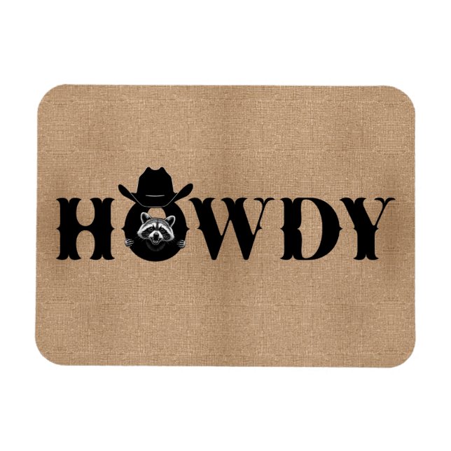 Hur Cowboy Tvättbjörn Rolig Frys Magnet (Horisontell)