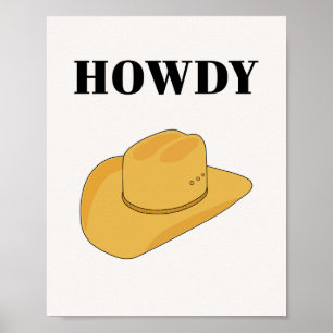 Hur Cowboyhatt Gul Poster