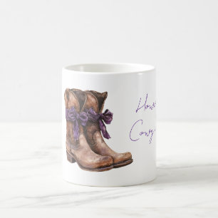 Hur Cowgirl Bruna Stövlar Lila Slingor Kaffemugg