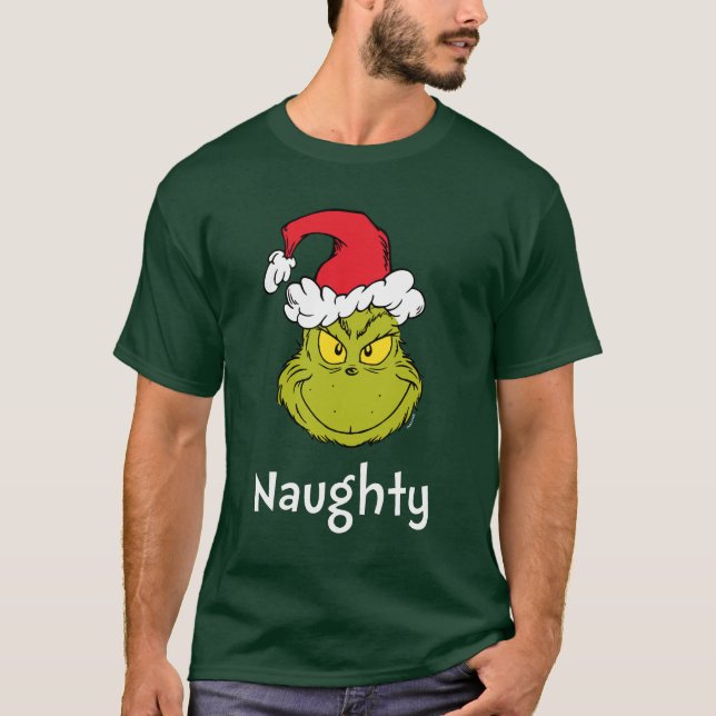 Hur den stora julen går?| Naughty Grinch T Shirt (Framsida)