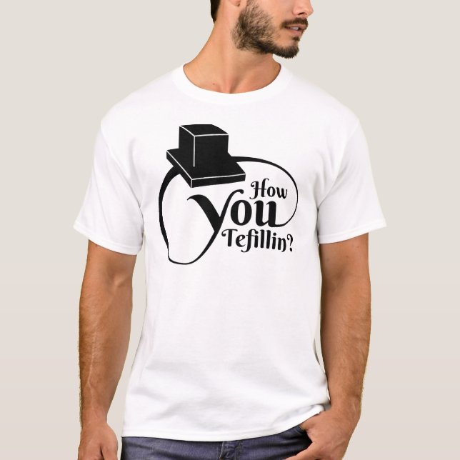 "Hur dig Tefillin" (svarten) T-shirt (Framsida)