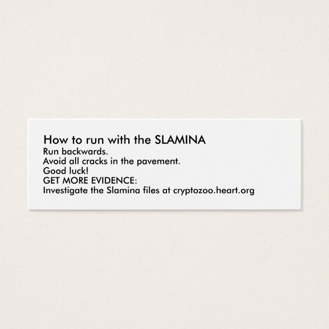 Hur du gör i springa med SLAMINA Litet Visitkort (Framsidan)