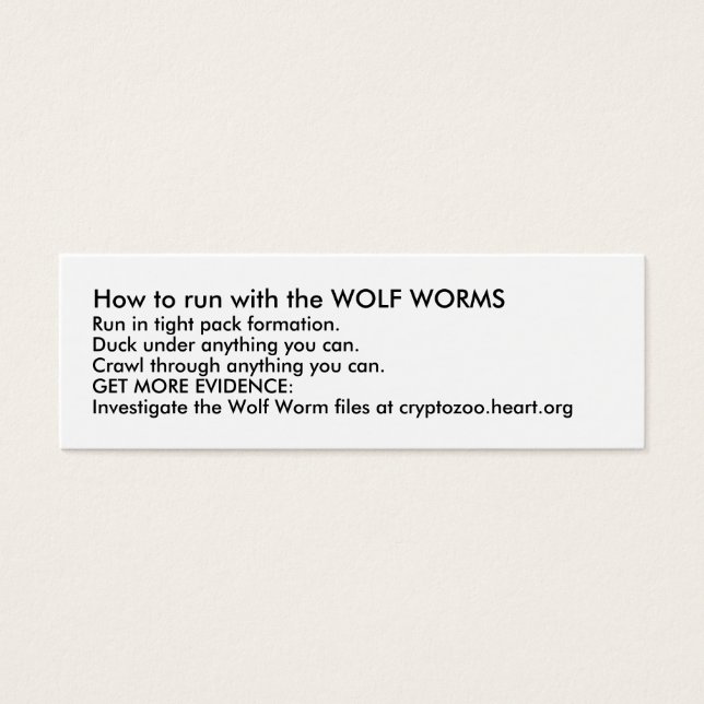 Hur du ska springa med VARGEN MASK? Litet Visitkort (Framsidan)