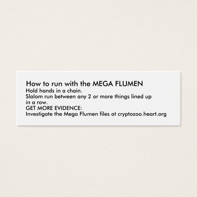 Hur du springa med MEGA FLUMEN Litet Visitkort (Framsidan)