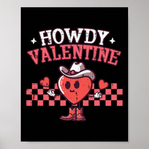 Hur du Valentine Cowboy Heart Retro Cowgirl Kvinno Poster
