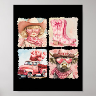 Hur du Valentine Cowgirl Retro Vintage Western Val Poster