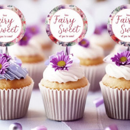Hur Fairy Sweet åt dig till Kom Cupkaka Toppers Runt Klistermärke