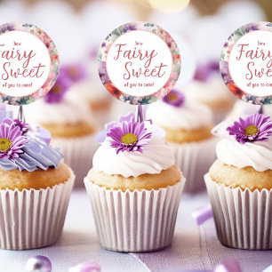 Hur Fairy Sweet åt dig till Kom Cupkaka Toppers Runt Klistermärke