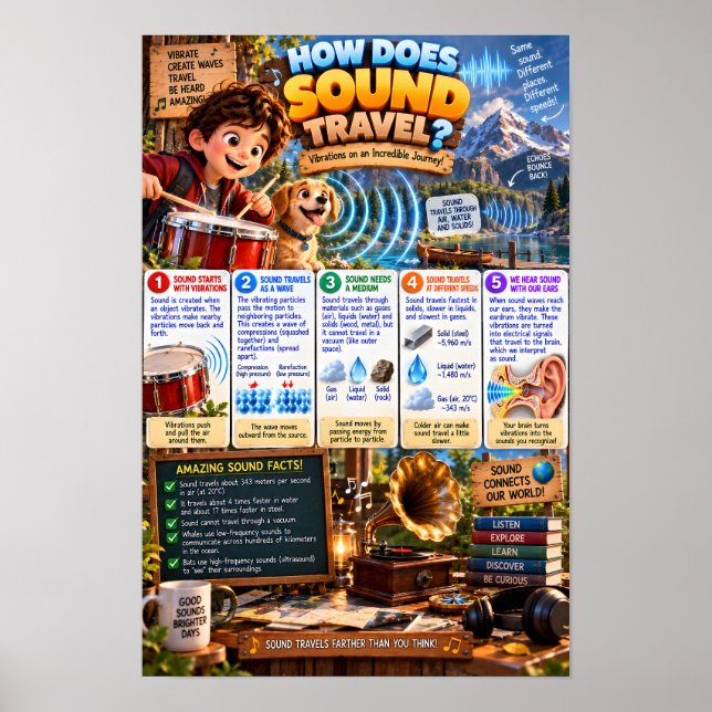 Hur färdas ljud Infografik Poster (Framsidan)