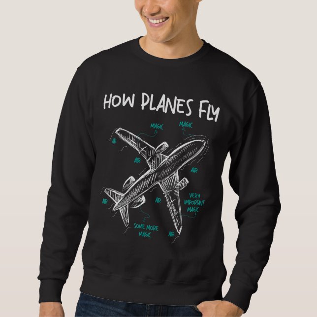 Hur Flygplan flyger - Aerospace Ingenjör Aeronauti Lång Ärmad Tröja (Framsida)