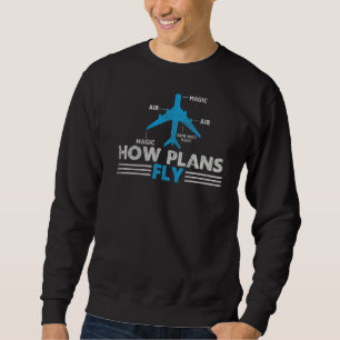 Hur Flygplan flyger flygteknik över Ingenjör Lång Ärmad Tröja