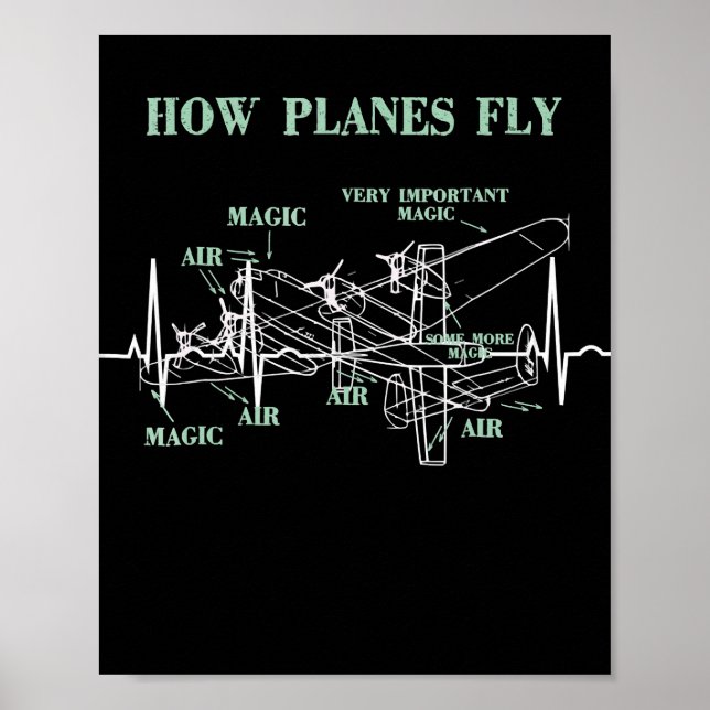Hur Flygplan flyter fly Aerospace Ingenjör Pilot G Poster (Framsidan)