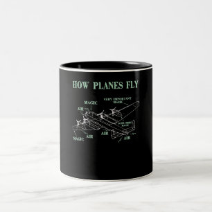 Hur Flygplan flyter fly Aerospace Ingenjör Pilot Två-Tonad Mugg