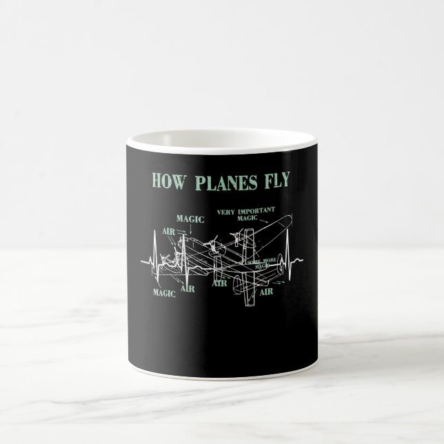 Hur Flygplan flyter fly Funny Aerospace Ingenjör P Kaffemugg (Center)