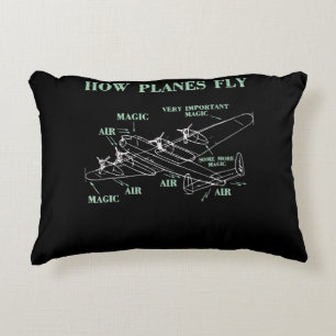 Hur Flygplan flyter fly Funny Aerospace Ingenjör Prydnadskudde