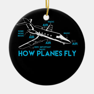 Hur Flygplan flyter flytande Aerospace Ingenjör Julgransprydnad Keramik