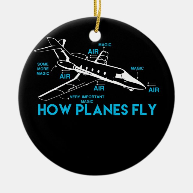 Hur Flygplan flyter flytande Aerospace Ingenjör Julgransprydnad Keramik (Framsidan)
