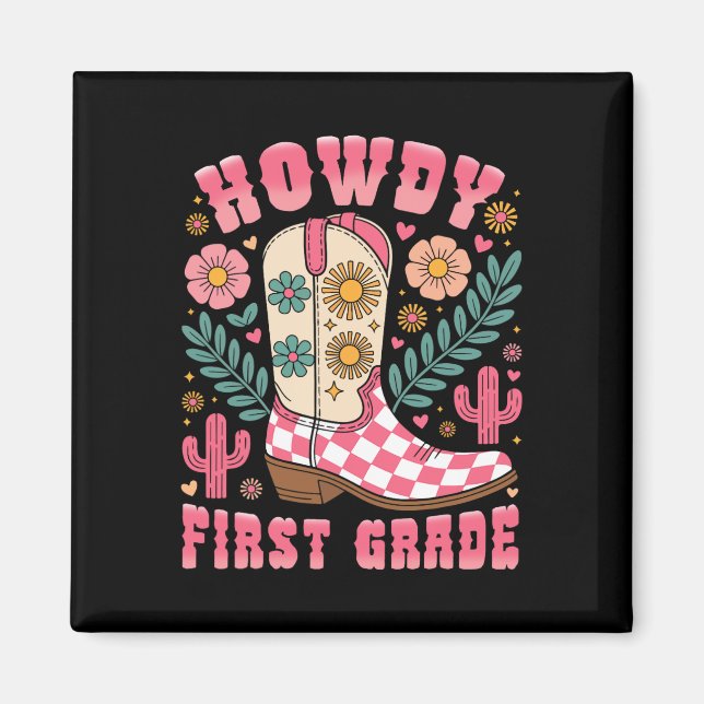 Hur första klass västern 1:a klass lärare cowboy magnet (Framsidan)