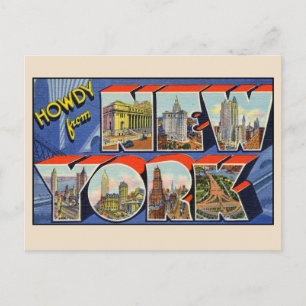 Hur från New York Stor Bokstav Vintage Vykort